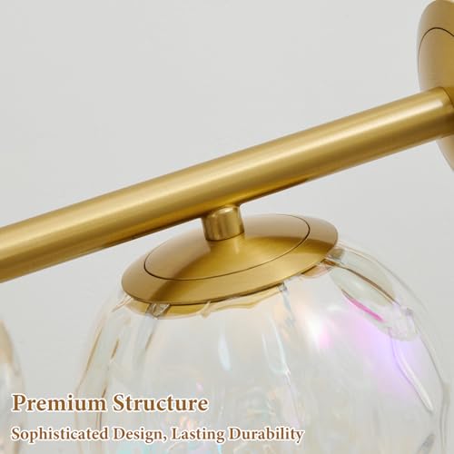 Brushed Gold LED Stained Hammered Glass Globe Bathroom Vanity Light