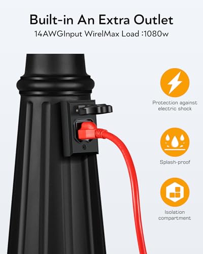Outdoor Lamp Post Light with Outlet