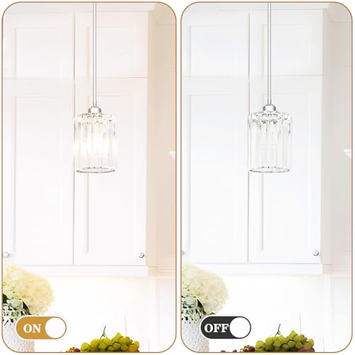 Chrome Kitchen Pendant Lights Over Island with Adjustable Rods