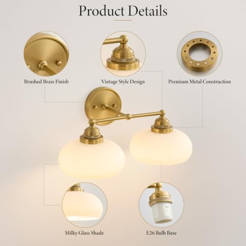 Vintage Milk Glass Wall Sconce (Antique Brass)