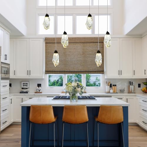 3 Lights Crystal Pendant Light Modern Cluster Chandelier Dimmable Pendant Light Fixture with Black Teardrop Design Stylish Lighting for Kitchen Island