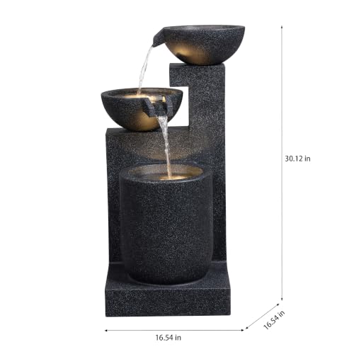 Black Modern Tiered Bowl Fountain