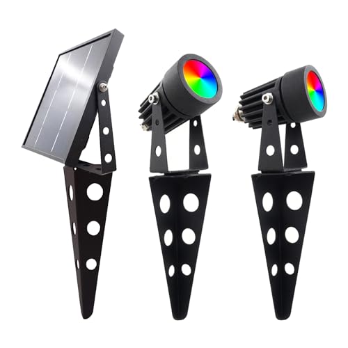 Mini 50X Twin Solar Spot Lights Outdoor Multi Color Changing RGB LED Spotlight Cast Aluminium for Outdoor Garden Yard Landscape Downlight