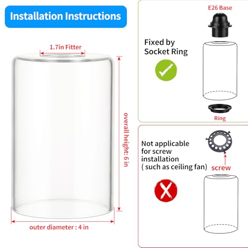 Clear Lip less Glass Lamp Shade