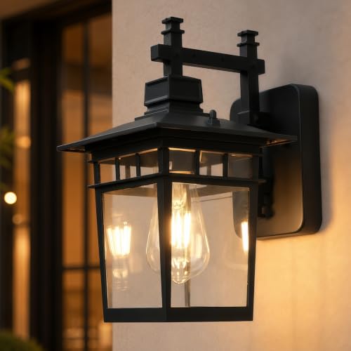 13'' Black Medium Outdoor Wall Light Fixture with Closed Bottom (Black)