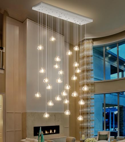 LED Rectangular Glam Chandeliers for Living Room Dining Room Light Dimmable High Ceiling Pendant Lights Fixtures Lighting 26