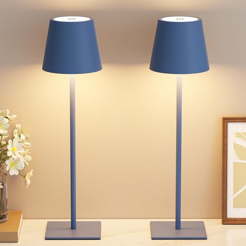 Cordless Rechargeable Table Lamp Navy 5000mAh Battery Operated Lamps (2 Count)