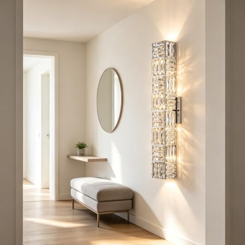 24 Inch Luxury Crystal Wall Sconce Chrome Wall Lighting