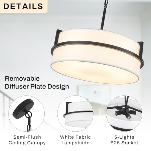 19.7" Black Drum Chandelier