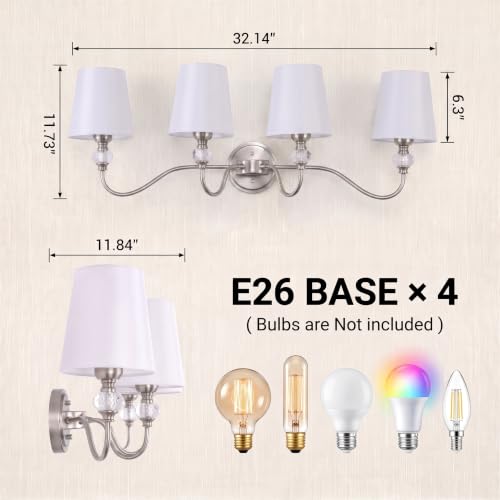 4 Light Vintage Bathroom Vanity Light Fixtures Over Mirror