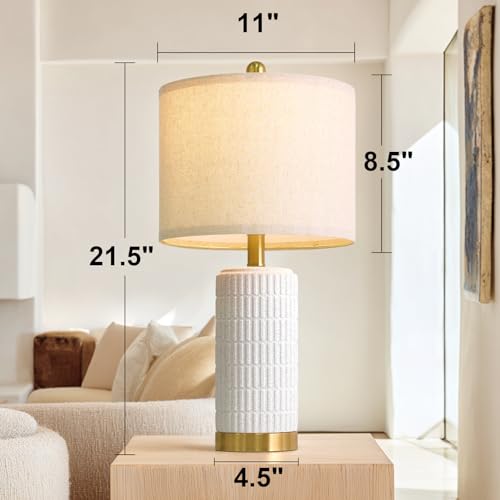 21.5'' Stone Like Bedside Table Lamps Set of 2 for Bedroom with 2 USB A+C (2 Count)