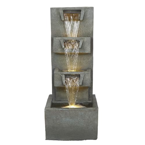 TZL406 33" 3 Tier Basin Cascading Fountain with LED Lights