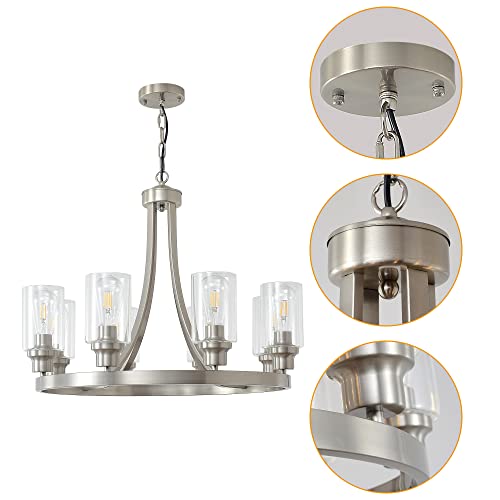 Modern Brushed Nickel Chandelier 8 Lights
