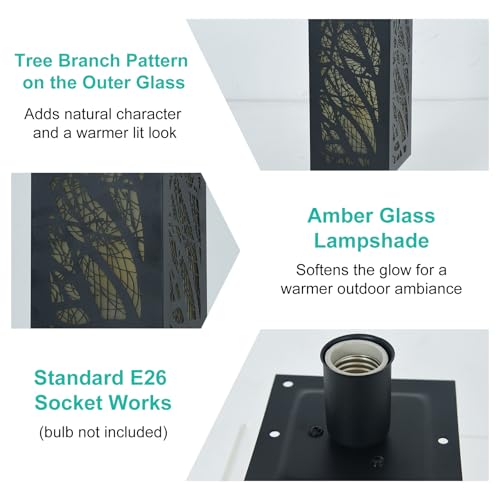 Pier Mount Outdoor Lighting Tree Branch Pattern