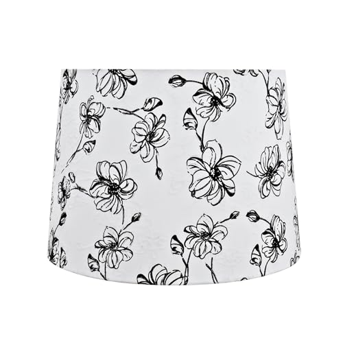 32323A Transitional Hardback Empire Shaped Spider Construction Lamp Shade in White with White & Black Flora