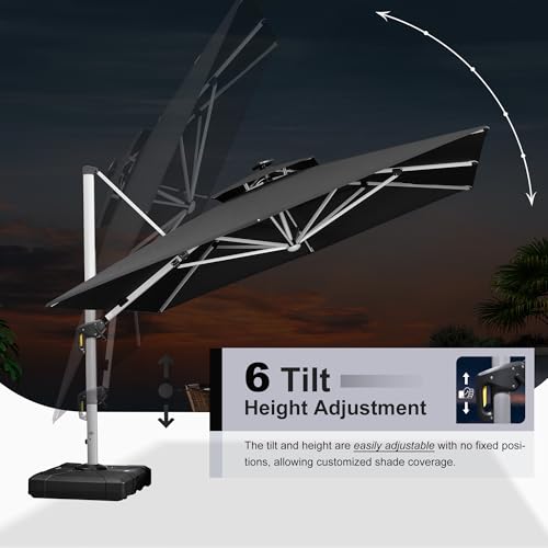 Cantilever Umbrella 9' X 12' Double Top Solar LED Light