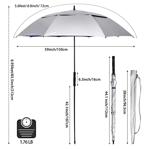 UV Golf Beach Umbrella 68”Auto Open Extra Large Sun Shade Umbrellas