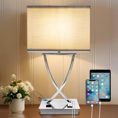 3 Way Touch Dimmable Bedside Lamp 21.38" with USB