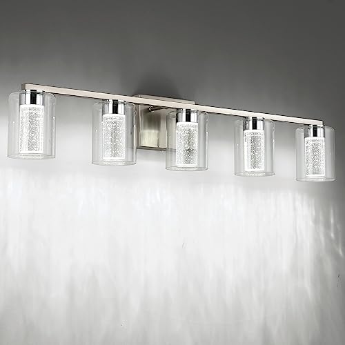 5 Light Brushed Nickel Vanity Light with 3 Color Modes