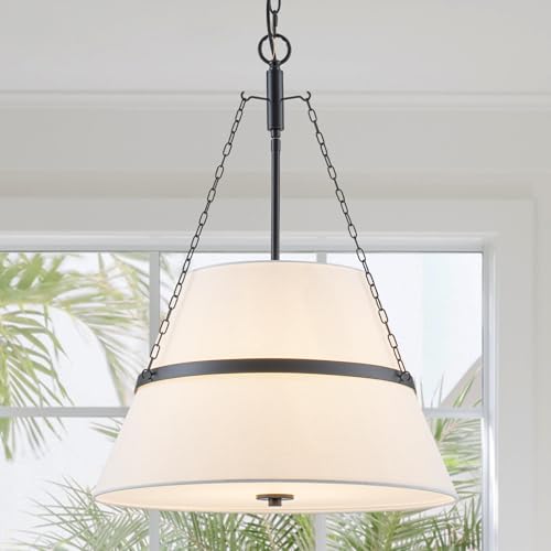 20" Black Drum Chandelier for Dining Room