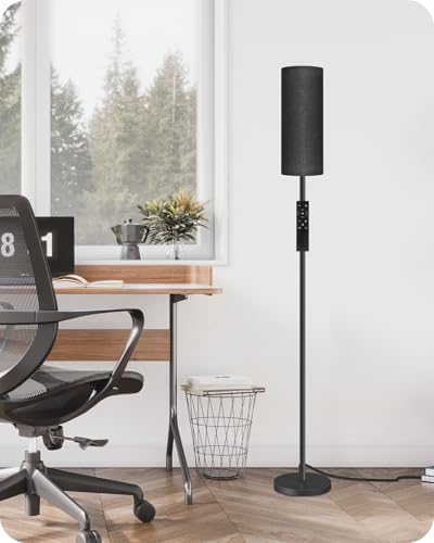 Dimmable Black Floor Lamp for Living Room with Remote and Foot Switch