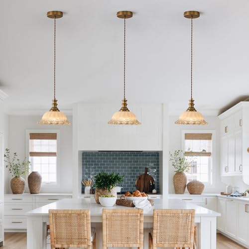 Glass Pendant Lights Modern Pendant Lighting Fixtures 11.8 in Hanging Lamp for Kitchen Island Bedroom Dining Room Coffee Shop Hallway Brown and Brass