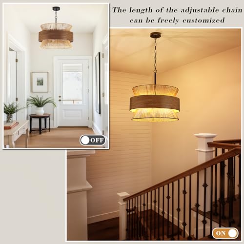 5 Lights Boho Rattan Chandelier