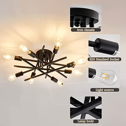 8 Lights Semi Flush Mount Ceiling Light Fixture
