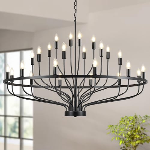 47.2" Large Black Chandelier Light Fixture