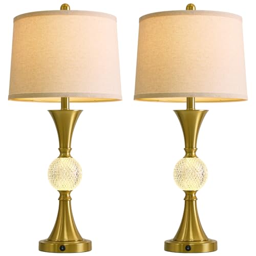 28.5" Gold Table Lamps Set of 2 (2 Count)