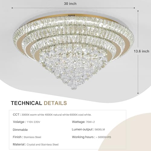 30" Gold Crystal Chandeliers