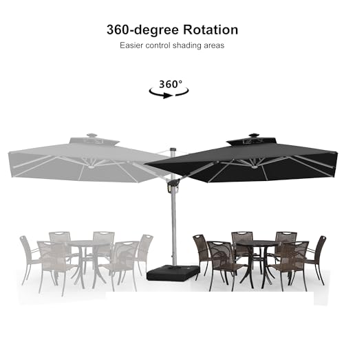 Patio Umbrella wtih Base 10'X10' Double Top LED Light