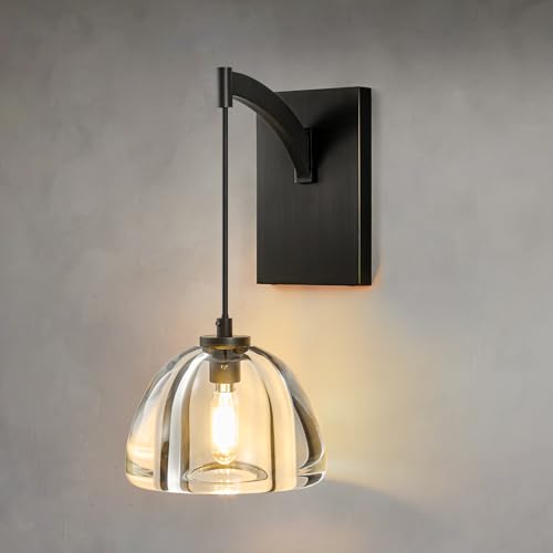 Crystal Brass Dome Wall Sconce