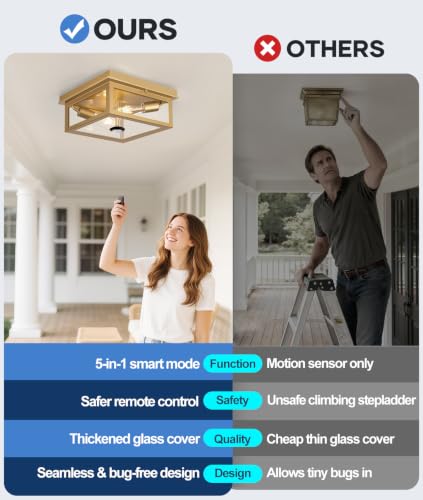 Motion Sensor Outdoor Ceiling Light with Remote