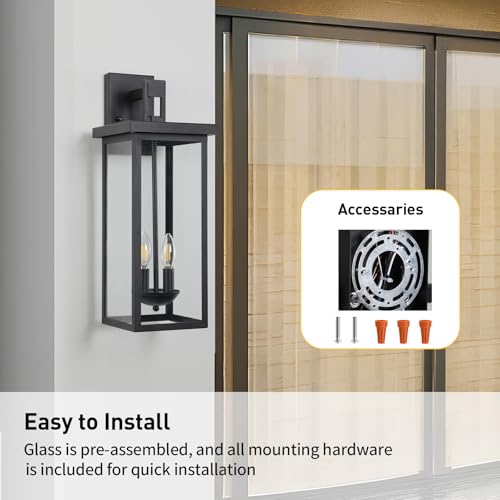 22'' Large Black Outdoor Wall Lantern