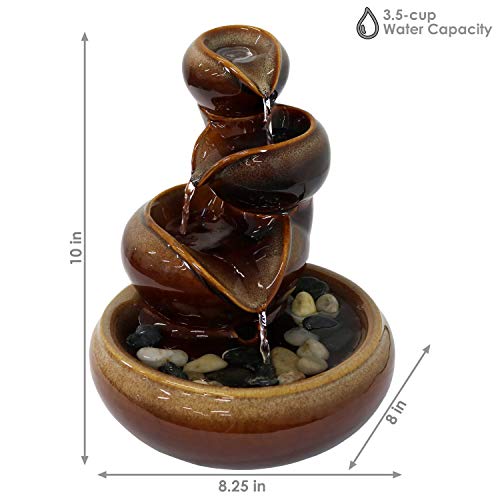 Sunnydaze 10" Tiered Vessels Ceramic Tabletop Fountain
