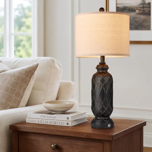 Black Farmhouse Lamps for Living Room Set of 2 (2 Count)