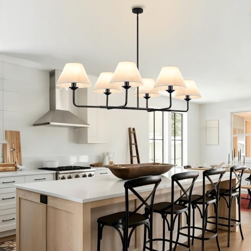 63.4"Modern Linear Chandelier with Fabric Shade