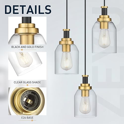 3 Light Pendant Light Fixture (2 Count)