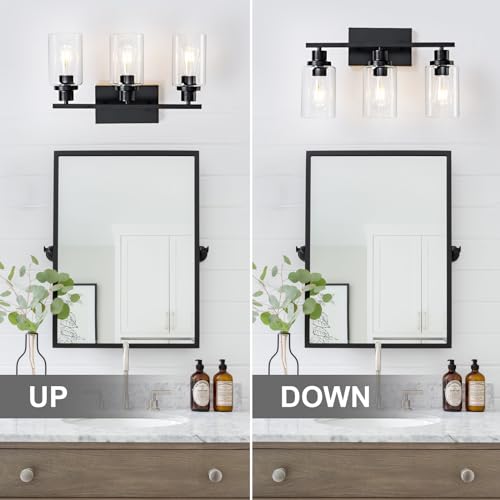 3 Light Bathroom Light Fixtures Black Vanity Light Over Mirror Modern Farmhouse Wall Lighting Sconces Rustic Industrial Wall Lamp for Bathroom