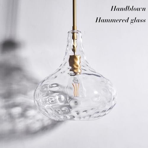 11" Clear Hammered Glass Pendant Light