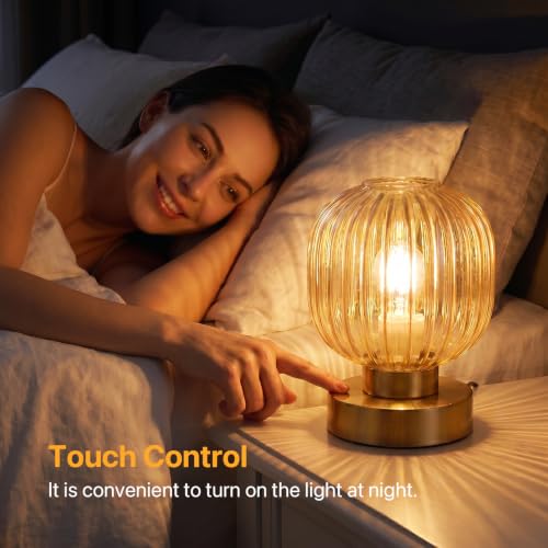 Amber Touch Glass Table Lamp
