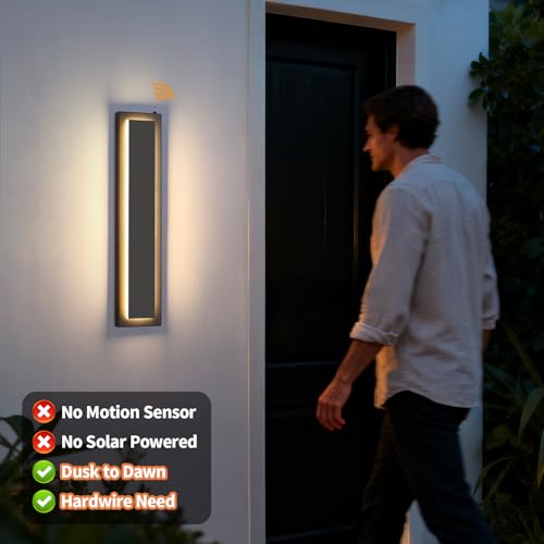 23.6'' Dusk to Dawn Outdoor Sconce Lights Black Exterior Lighting Fixtures