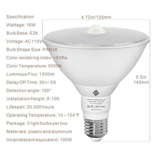 Motion Sensor Light Bulbs (3 Count)