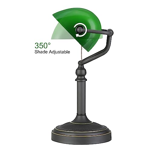 Antique Green Glass Bankers Desk Lamp