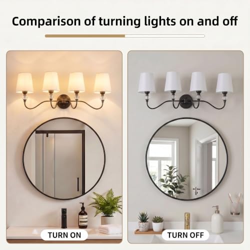 4 Light Vintage Bathroom Vanity Light Fixtures Over Mirror