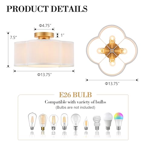 Gold Semi Flush Mount Ceiling Lights