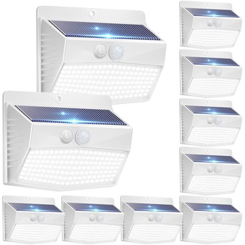 10 Pack Solar Motion Sensor Lights Outdoor Waterproof with 3 Modes (10 Count)
