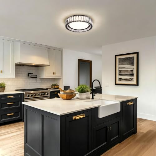 15 Inch Modern Dimmable LED Crystal Flush Mount Ceiling Light