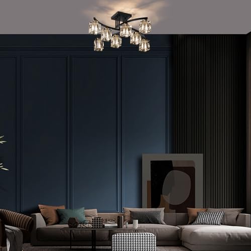 Crystal Semi Flush Mount Ceiling Light with 8